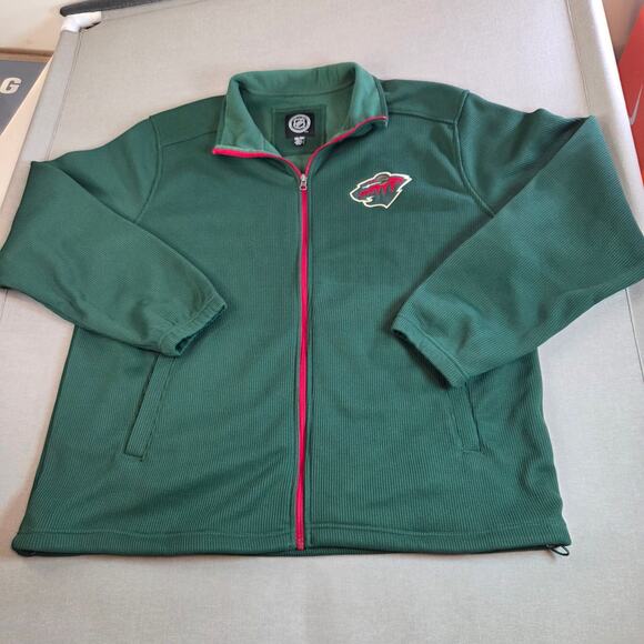 NHL Minnesota Wild XXL Full Zip Green Performance Fleece Jacket - Picture 3 of 15